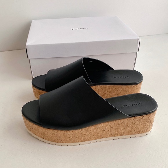 ✨New VINCE James B Leather Platform Slide Sandals 9M - Picture 2 of 10